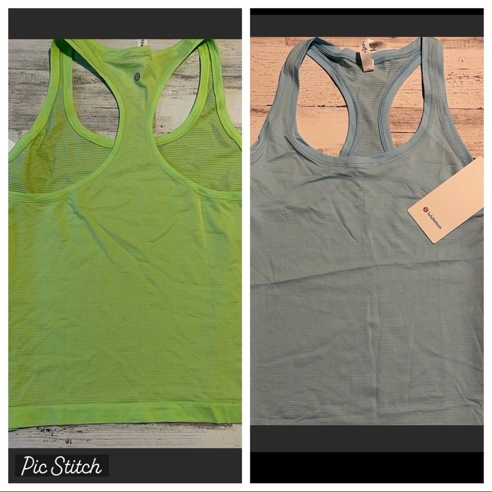 LULULEMON PLUS SIZE SWIFTLY TECH TANK RB RACE BUNDLE GREEN AND BLUE 16, 18, 20